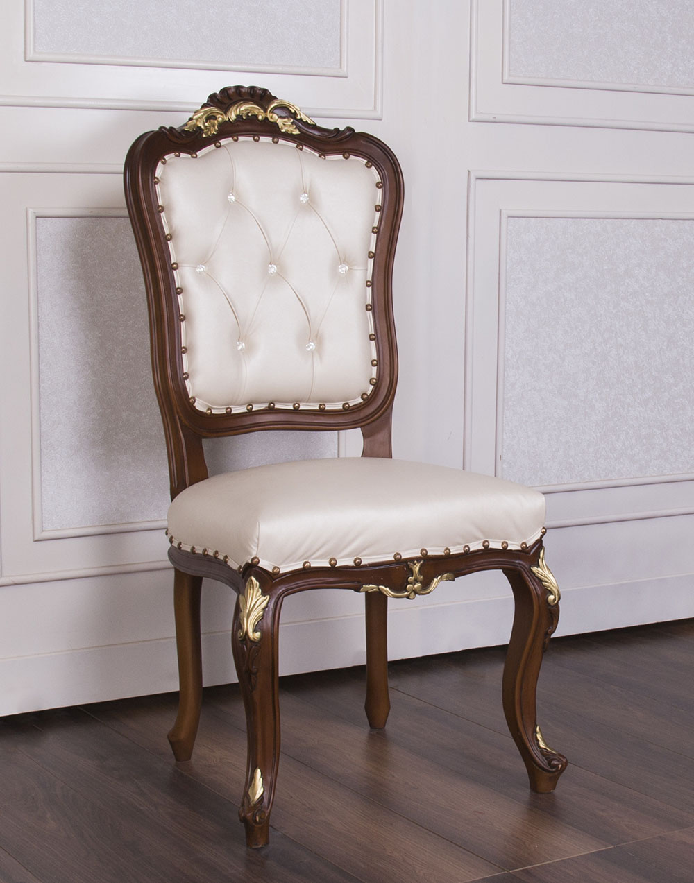 Dark Wood & Champagne HORUS Dining Chair